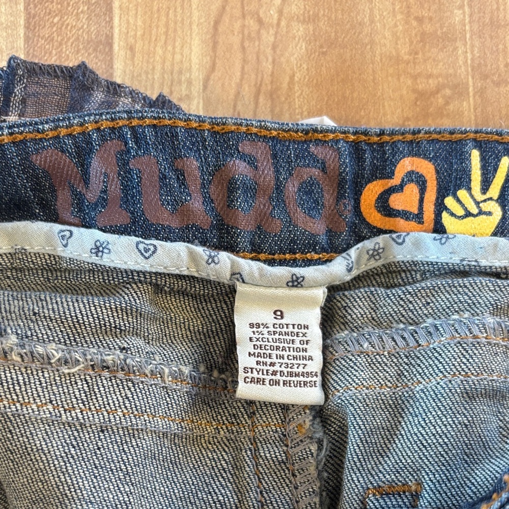 Mudd Dark Blue Flared Jeans for Women NWTS Size 9 Distressed - Picture 10 of 12